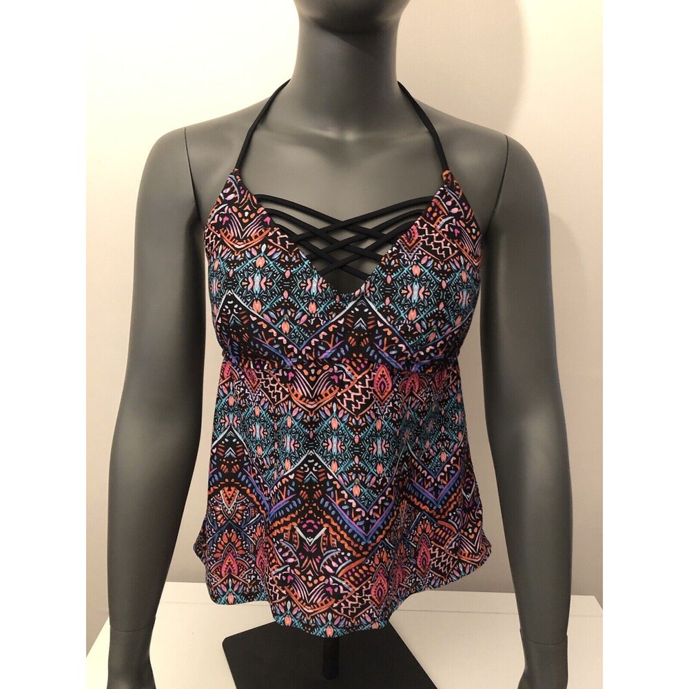 Arizona Brand Halter Swim Top XL Juniors Multi-color Geometric Beach Summer Fun